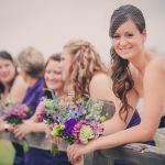 purple anthropologie style bridal and bridesmaids bouquets
