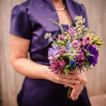 purple bridesmaid closeup