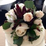 burgundy and ivory cake topper