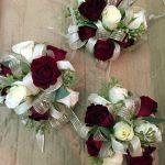 burgundy and ivory corsages