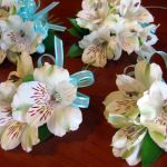 white and Tiffany blue corsages