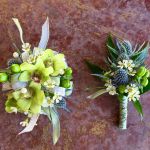 green orchid corsage and boutonniere