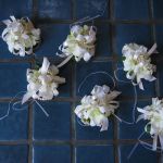 white pearl wrist corsages