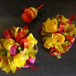 yellow sprayrose wrist corsages and boutonniere